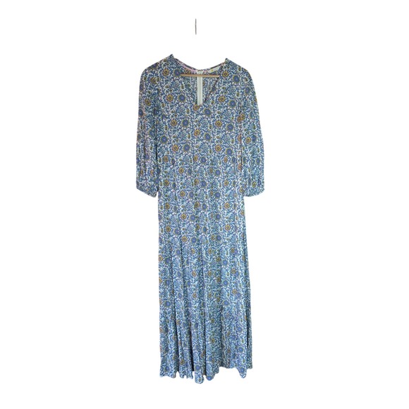 Boden Dresses & Skirts - Boden Maxi Dress Floral Print 3/4 Sleeve Casual Blue Yellow Size US 6